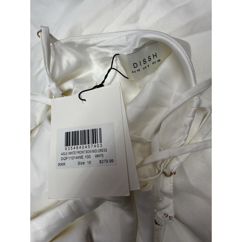 NWT DISSH Aisle White Satin Bow Maxi Dress Formal Bridal Gown Size 6 - Picture 7 of 7
